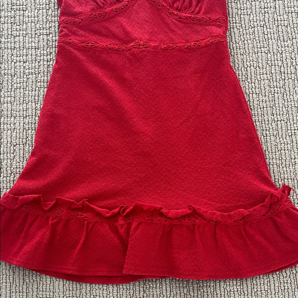 Red Ruffled mini Dress - Picture 3 of 7